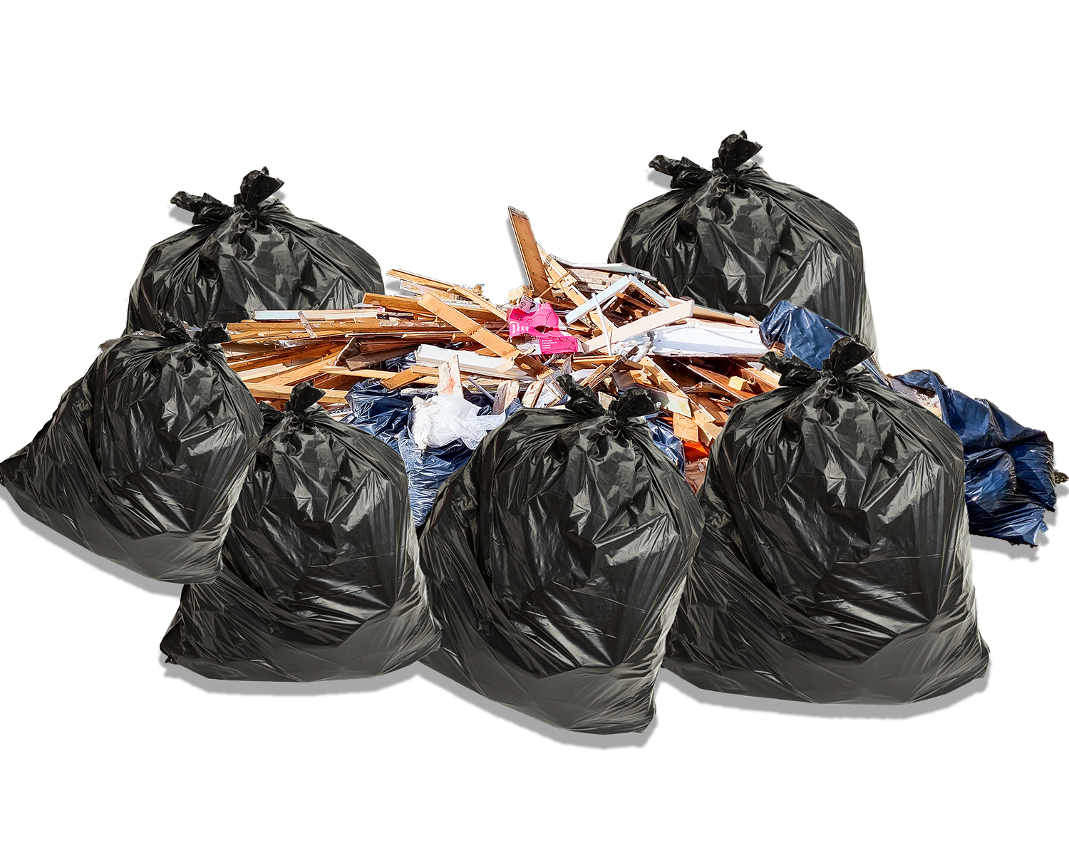 Pile of trash and trashbags